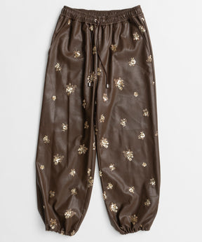 【26WINTER COLLECTION】Beads embroidery Leather Pants