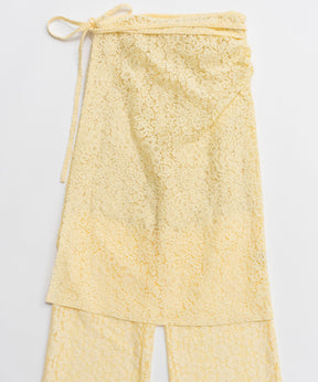 [26SPRING PRE-ORDER] 사이드 개더 랩 레이스 스커트 팬츠