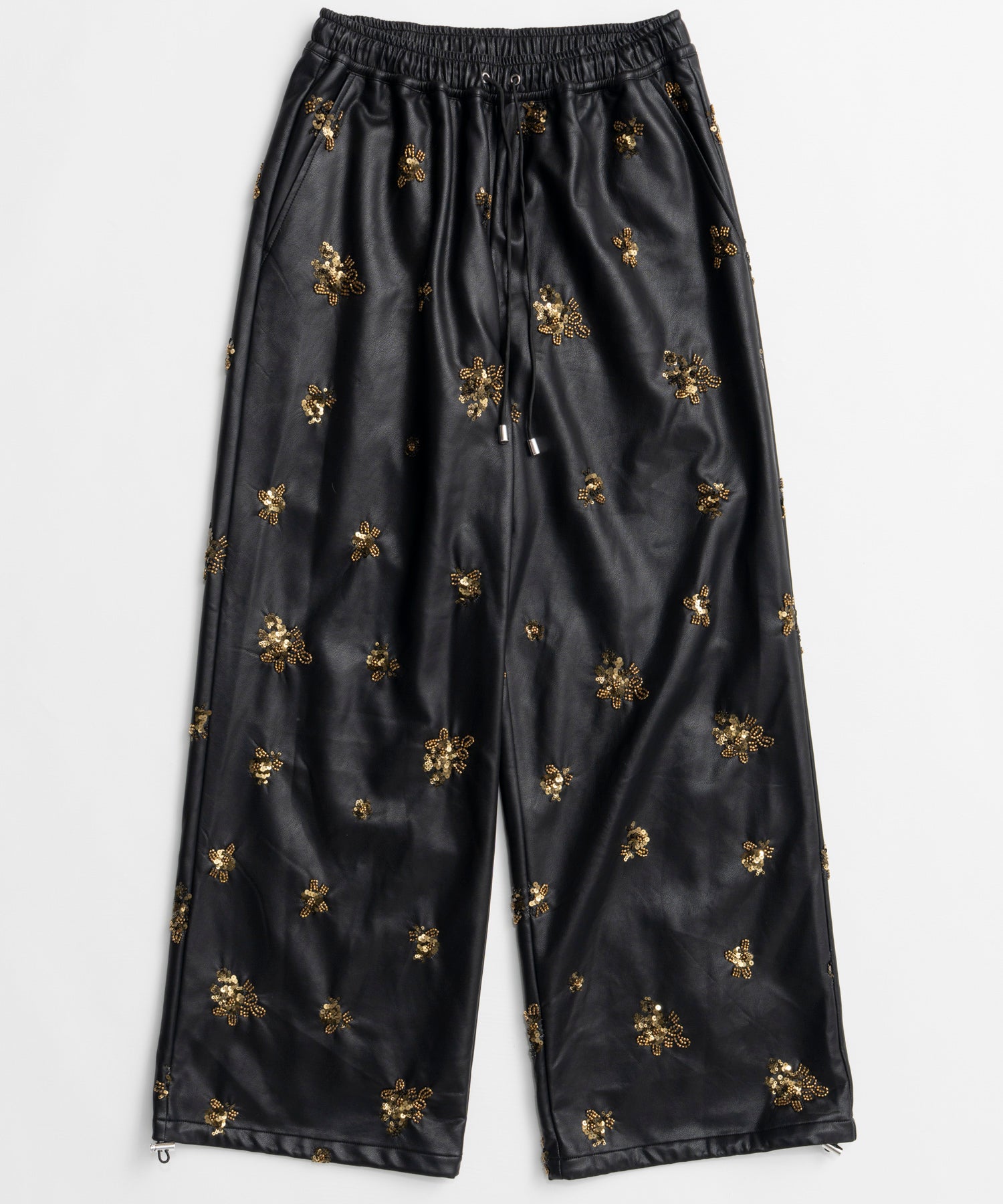 【26WINTER COLLECTION】Beads embroidery Leather Pants