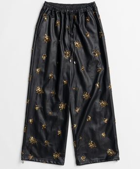 【26WINTER COLLECTION】Beads embroidery Leather Pants