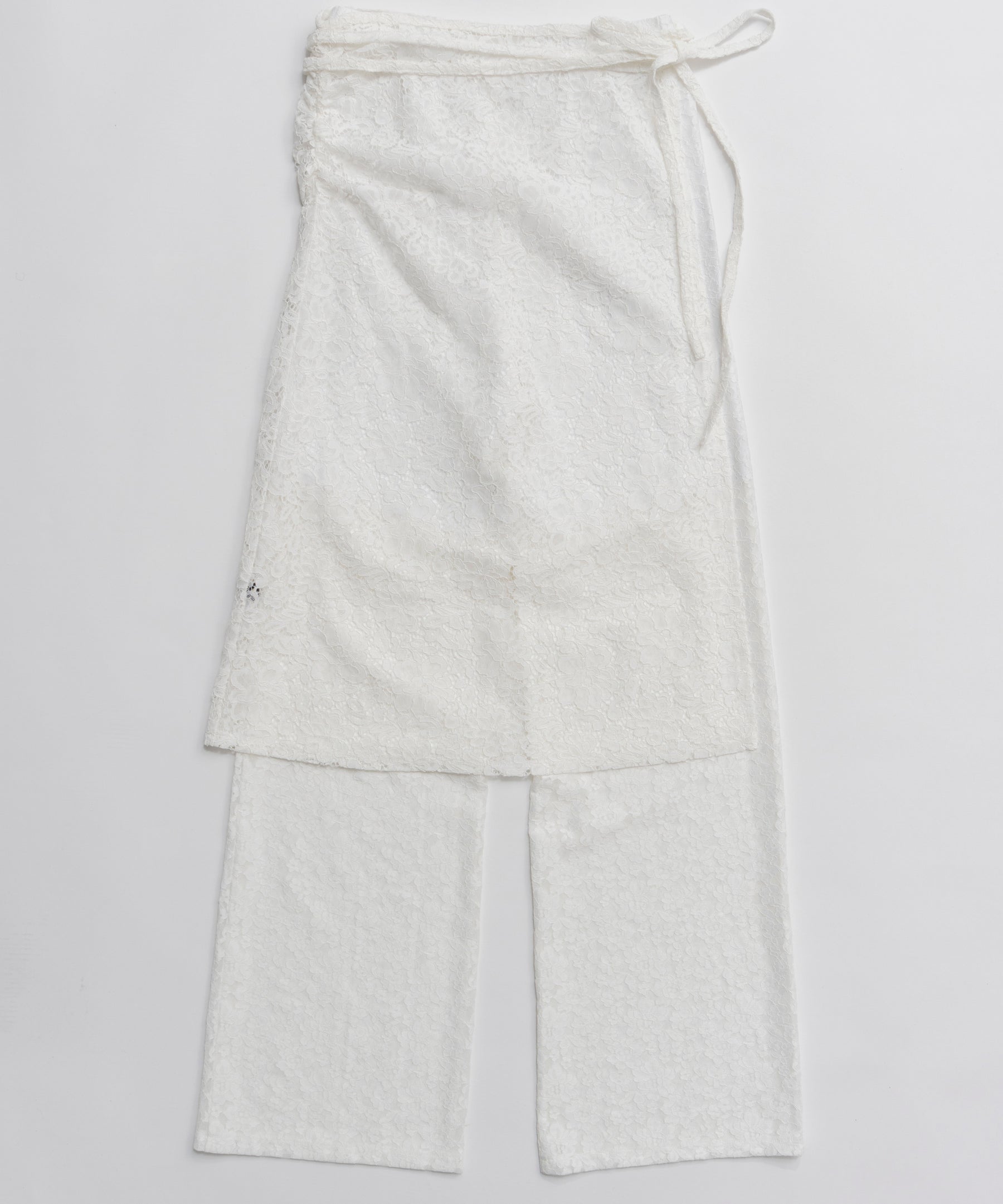 [26SPRING PRE-ORDER] 사이드 개더 랩 레이스 스커트 팬츠