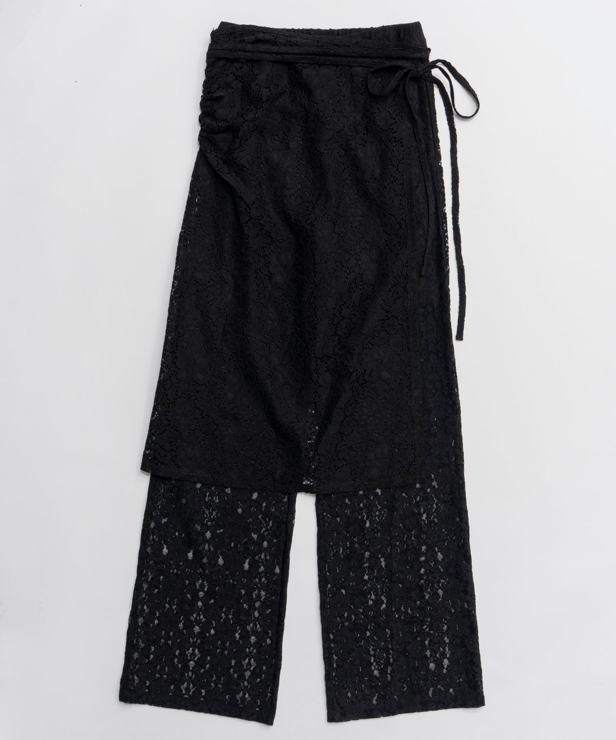 [26SPRING PRE-ORDER] 사이드 개더 랩 레이스 스커트 팬츠
