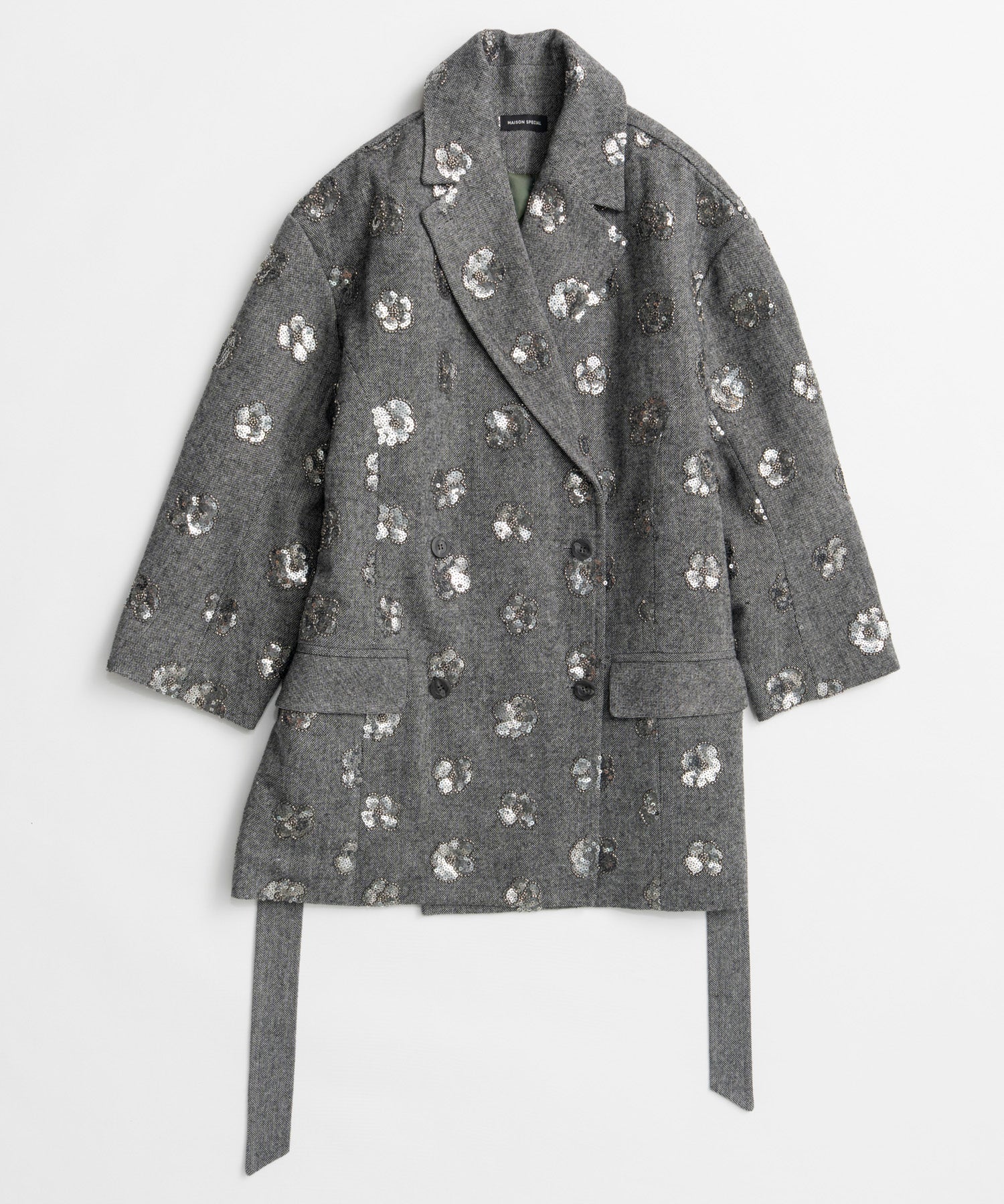 【26WINTER PRE-ORDER】Sequin Embroidered Tweed Midi Coat