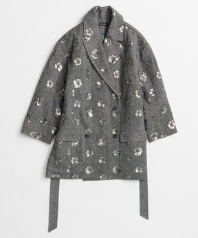 【26WINTER PRE-ORDER】Sequin Embroidered Tweed Midi Coat