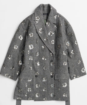 【26WINTER PRE-ORDER】Sequin Embroidered Tweed Midi Coat