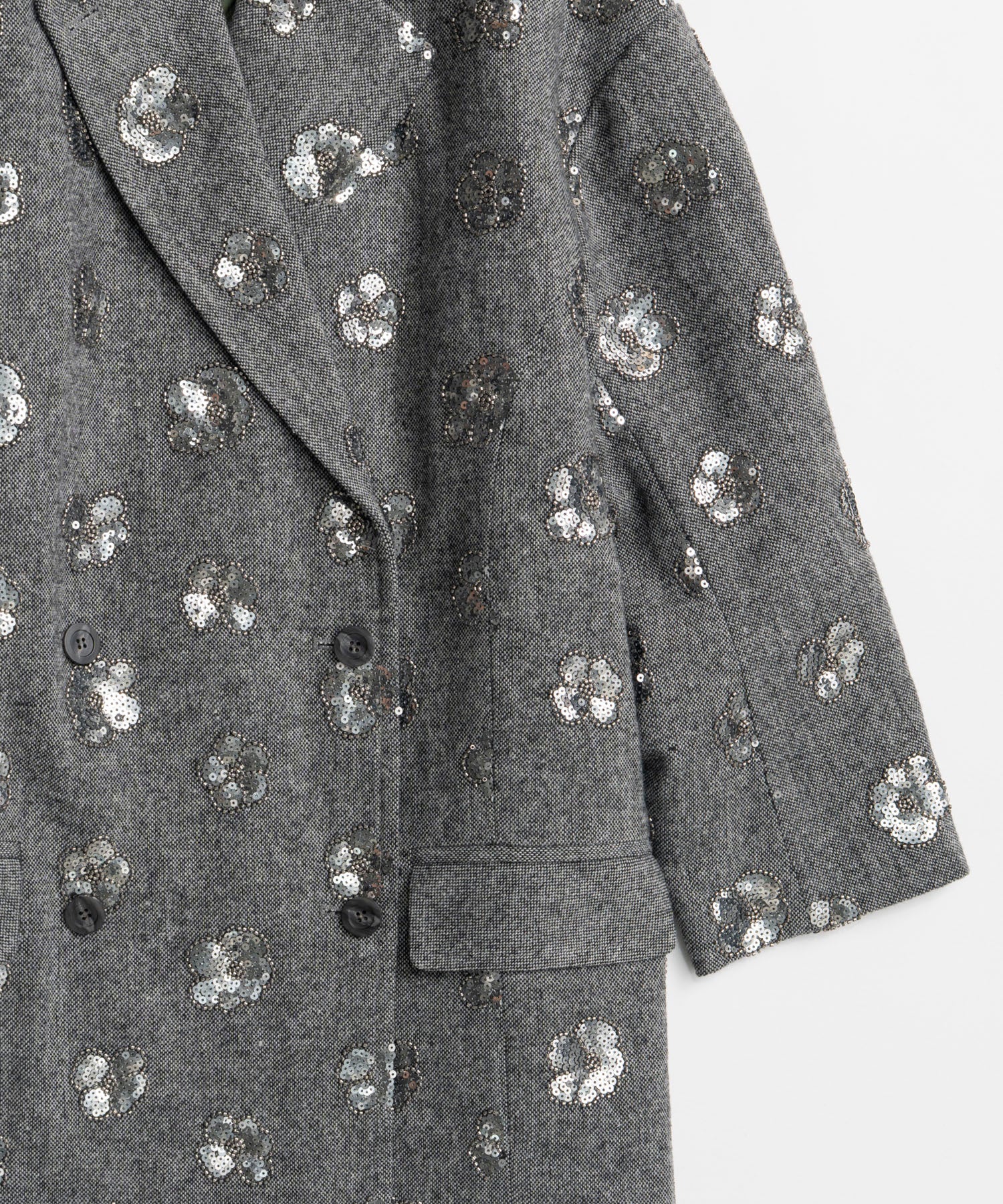 【26WINTER PRE-ORDER】Sequin Embroidered Tweed Midi Coat