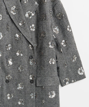 【26WINTER PRE-ORDER】Sequin Embroidered Tweed Midi Coat