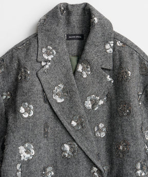 【26WINTER PRE-ORDER】Sequin Embroidered Tweed Midi Coat