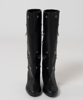 【26AUTUMN PRE-ORDER】Round-Toe Pierced Wide Long Boots