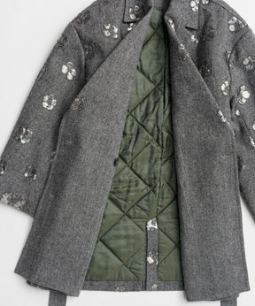 【26WINTER PRE-ORDER】Sequin Embroidered Tweed Midi Coat