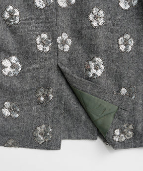 【26WINTER PRE-ORDER】Sequin Embroidered Tweed Midi Coat