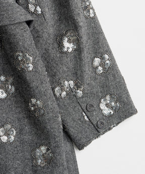 【26WINTER PRE-ORDER】Sequin Embroidered Tweed Midi Coat