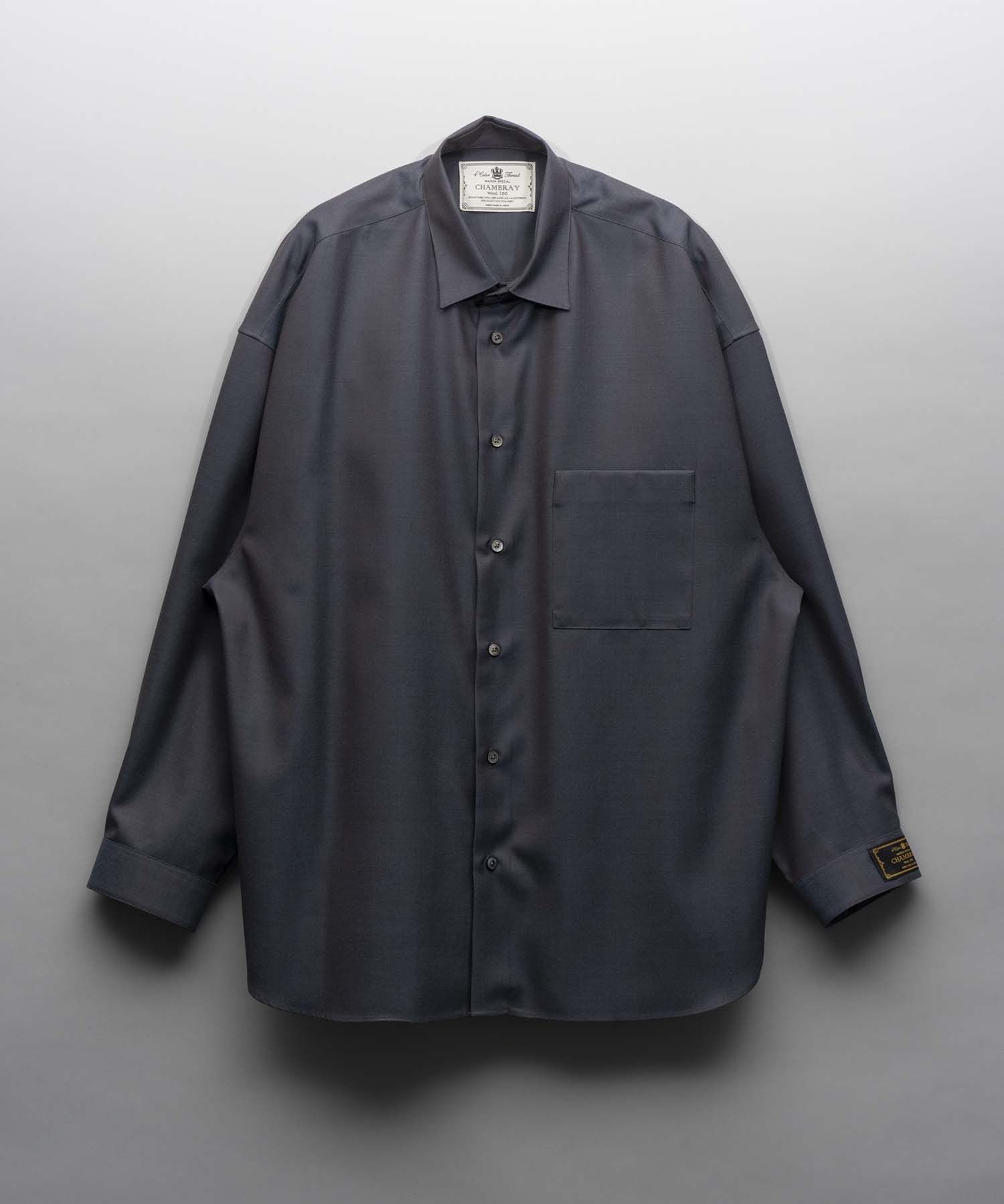 4 Colors Chambray Washable Wool Prime-Over Regular Collar Shirt