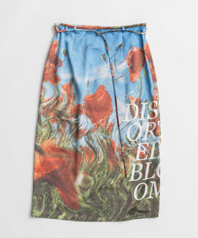 【26WINTER PRE-ORDER】DISTORTED BLOOM Logo Print Tight Skirt