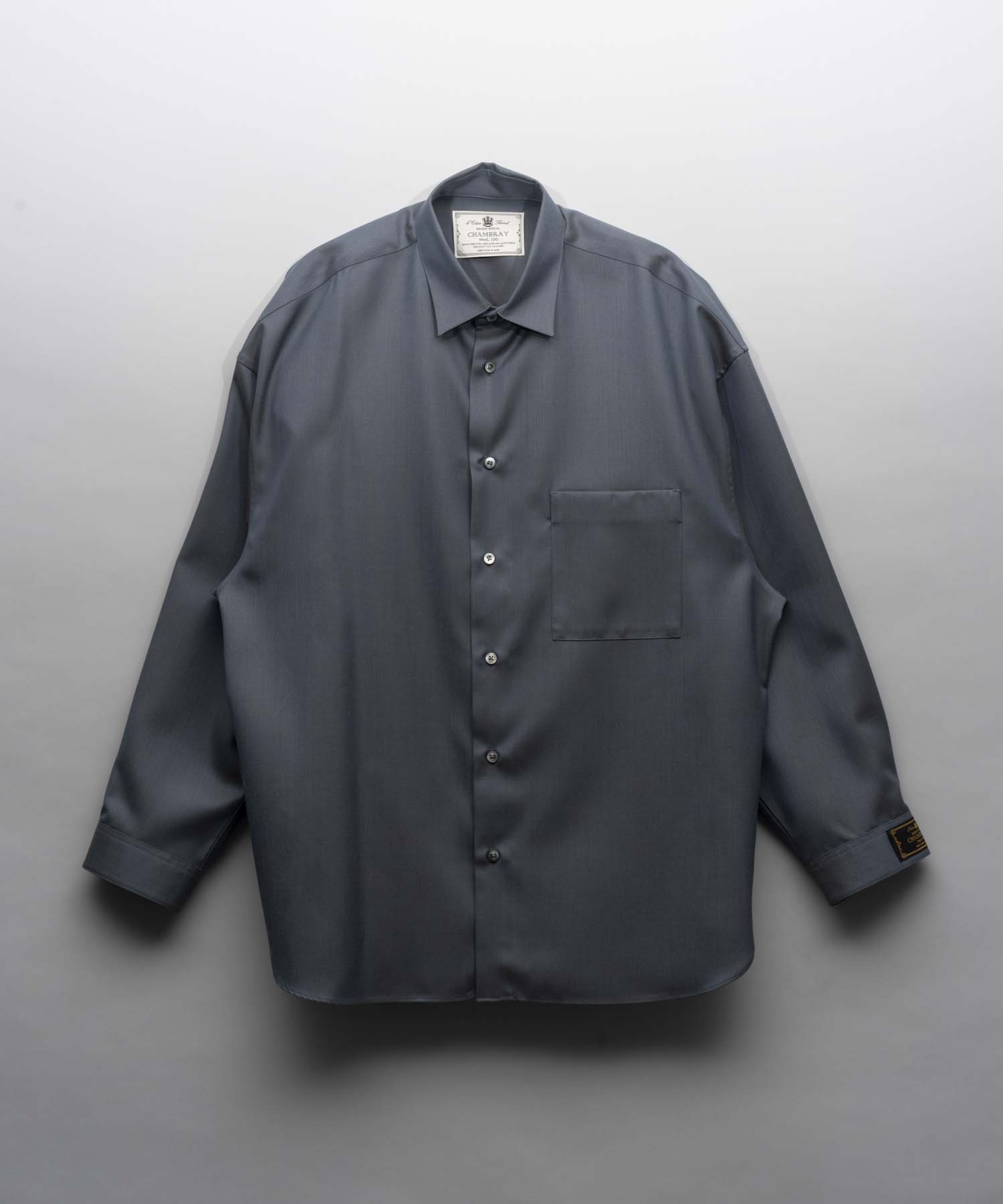 4 Colors Chambray Washable Wool Prime-Over Regular Collar Shirt