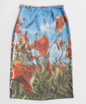 【26WINTER PRE-ORDER】DISTORTED BLOOM Logo Print Tight Skirt