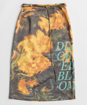 【26WINTER PRE-ORDER】DISTORTED BLOOM Logo Print Tight Skirt