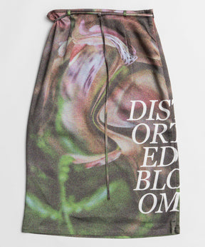 【26WINTER PRE-ORDER】DISTORTED BLOOM Logo Print Tight Skirt