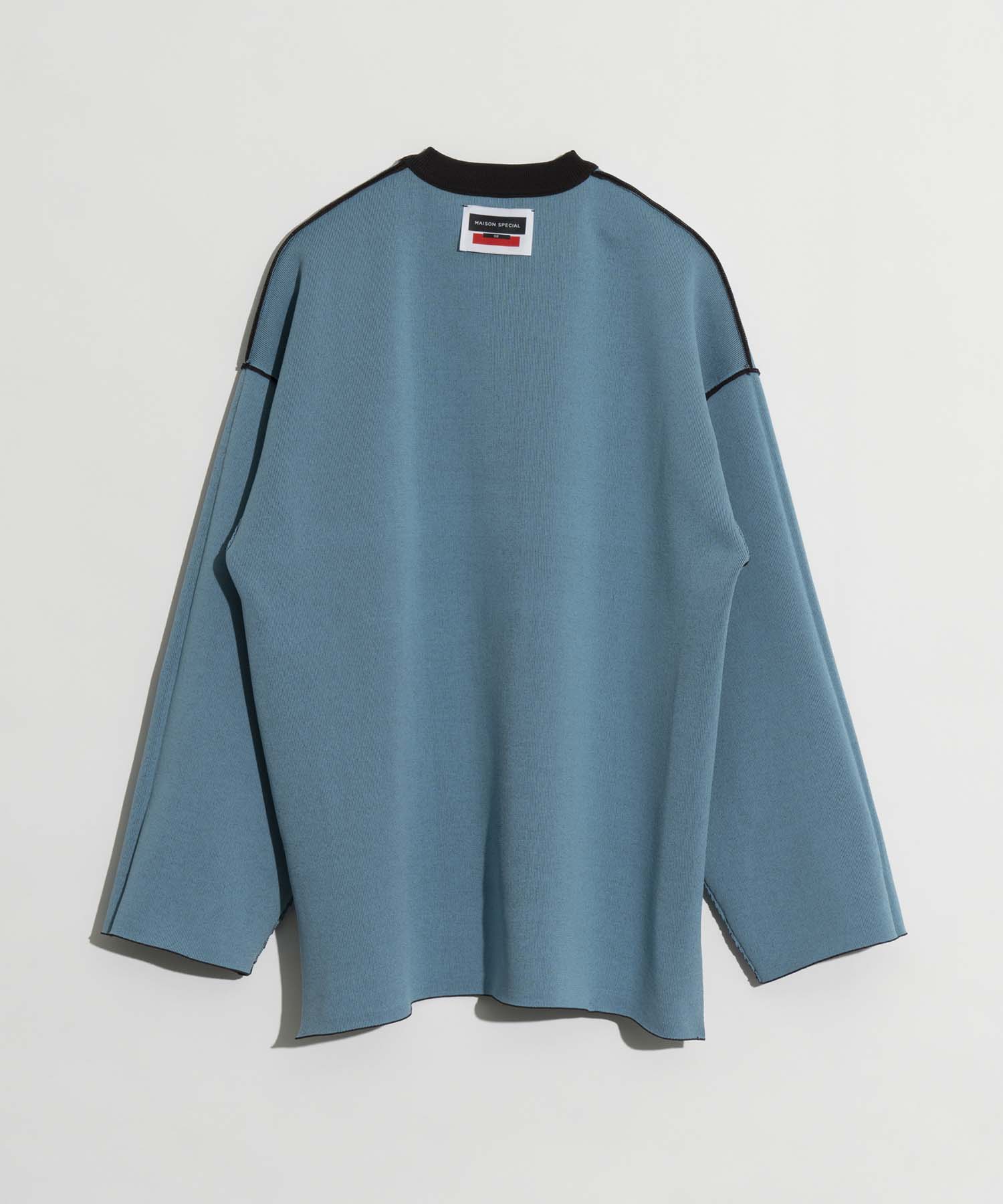 Double-Face Knit Prime-Over Reversible Crew Neck Pullover