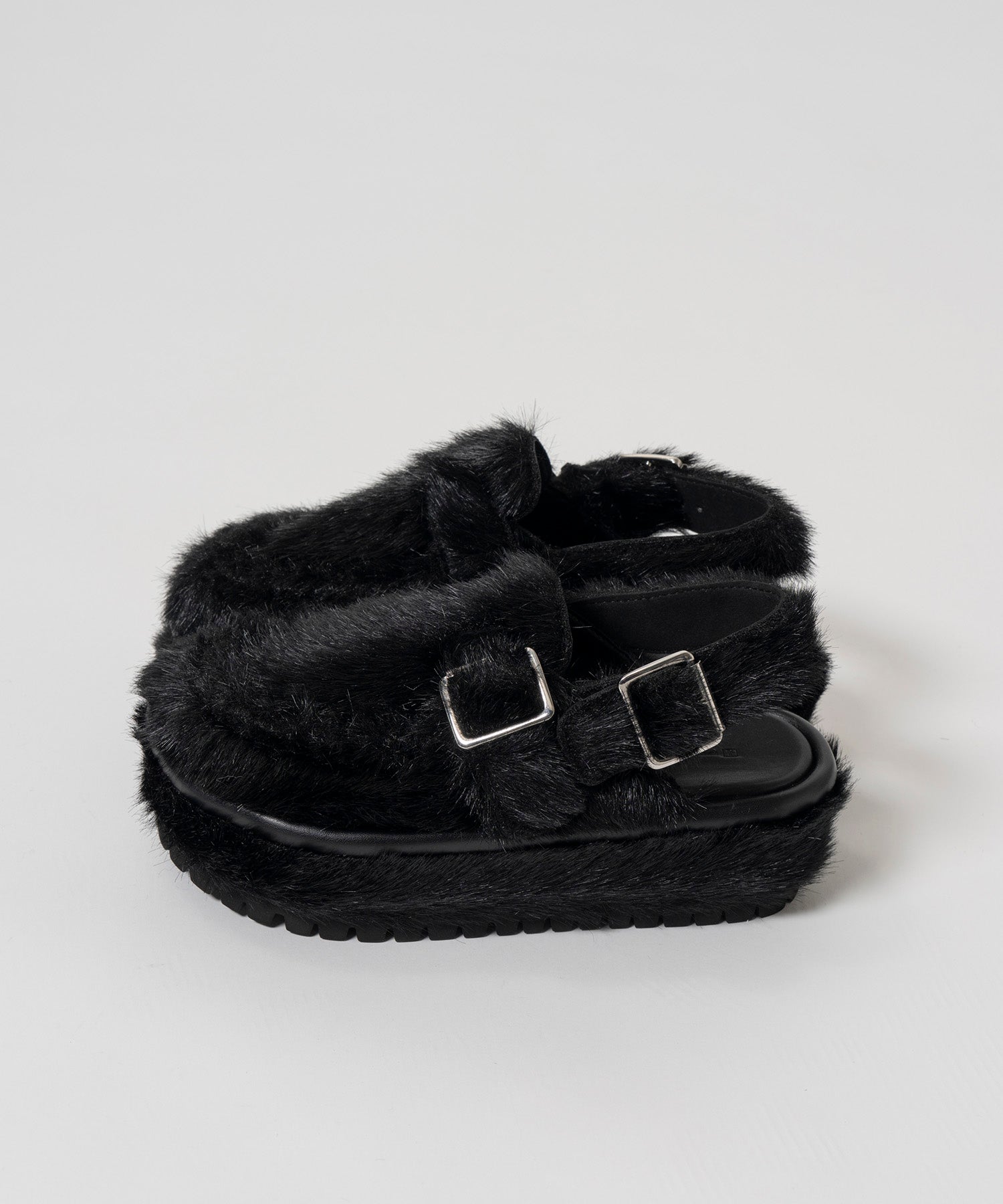 【26AUTUMN PRE-ORDER】Fur-Like Volume Sole Slingback Mules