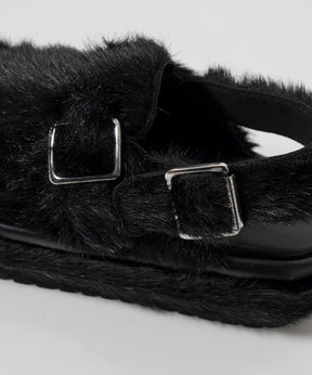 【26AUTUMN PRE-ORDER】Fur-Like Volume Sole Slingback Mules