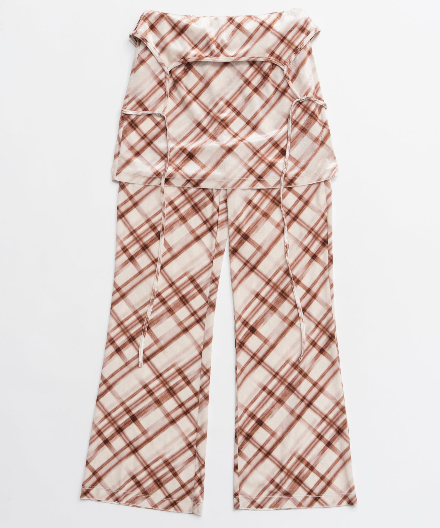 멀티 웨이 레이어링 된 격자 무늬 벨로우 바지