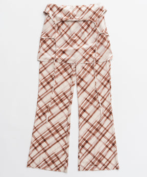 멀티 웨이 레이어링 된 격자 무늬 벨로우 바지