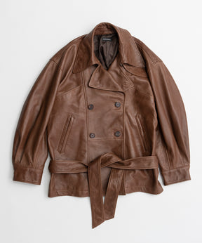 【26AUTUMN PRE-ORDER】Leather Short Trench Coat