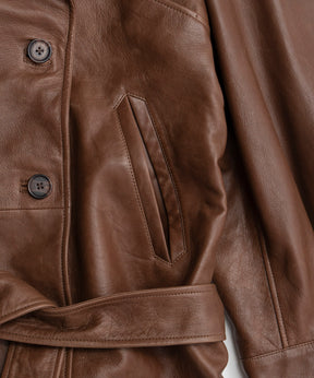 【26AUTUMN PRE-ORDER】Leather Short Trench Coat