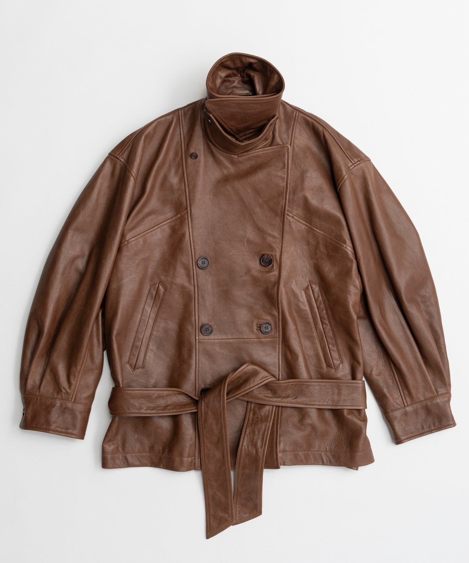 【26AUTUMN PRE-ORDER】Leather Short Trench Coat