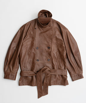 【26AUTUMN PRE-ORDER】Leather Short Trench Coat