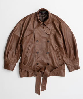 【26AUTUMN PRE-ORDER】Leather Short Trench Coat