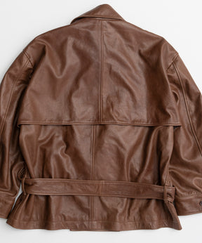 【26AUTUMN PRE-ORDER】Leather Short Trench Coat
