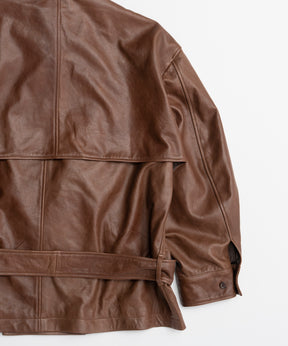 【26AUTUMN PRE-ORDER】Leather Short Trench Coat