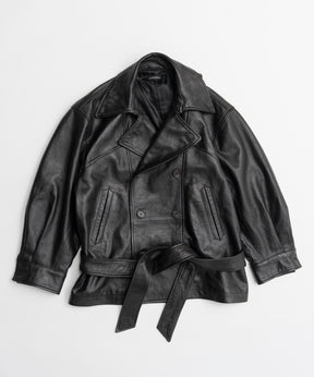 【26AUTUMN PRE-ORDER】Leather Short Trench Coat