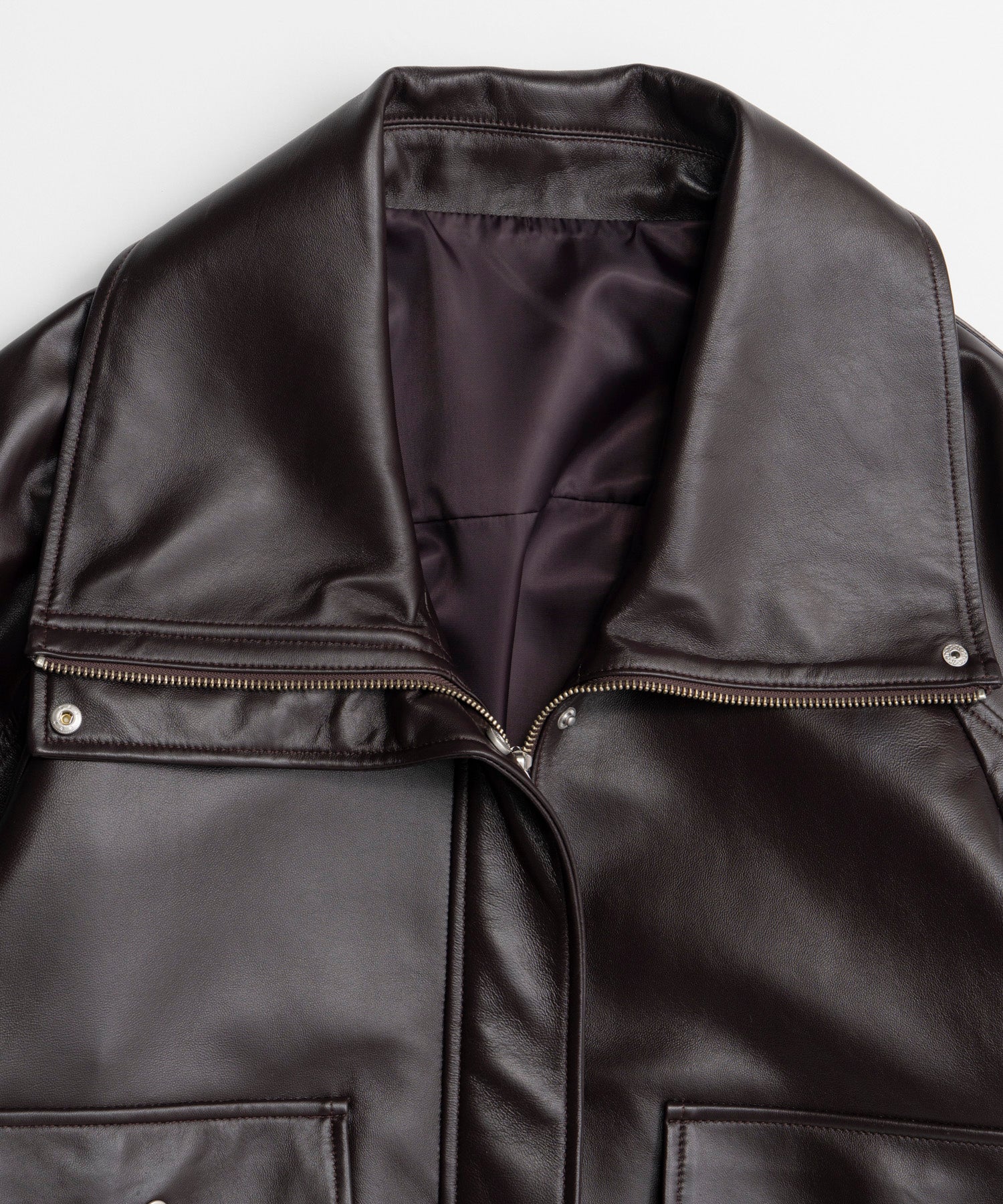 【26AUTUMN PRE-ORDER】Oversized Stand Collar Leather Blouson