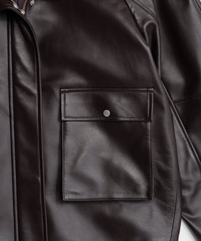 【26AUTUMN PRE-ORDER】Oversized Stand Collar Leather Blouson