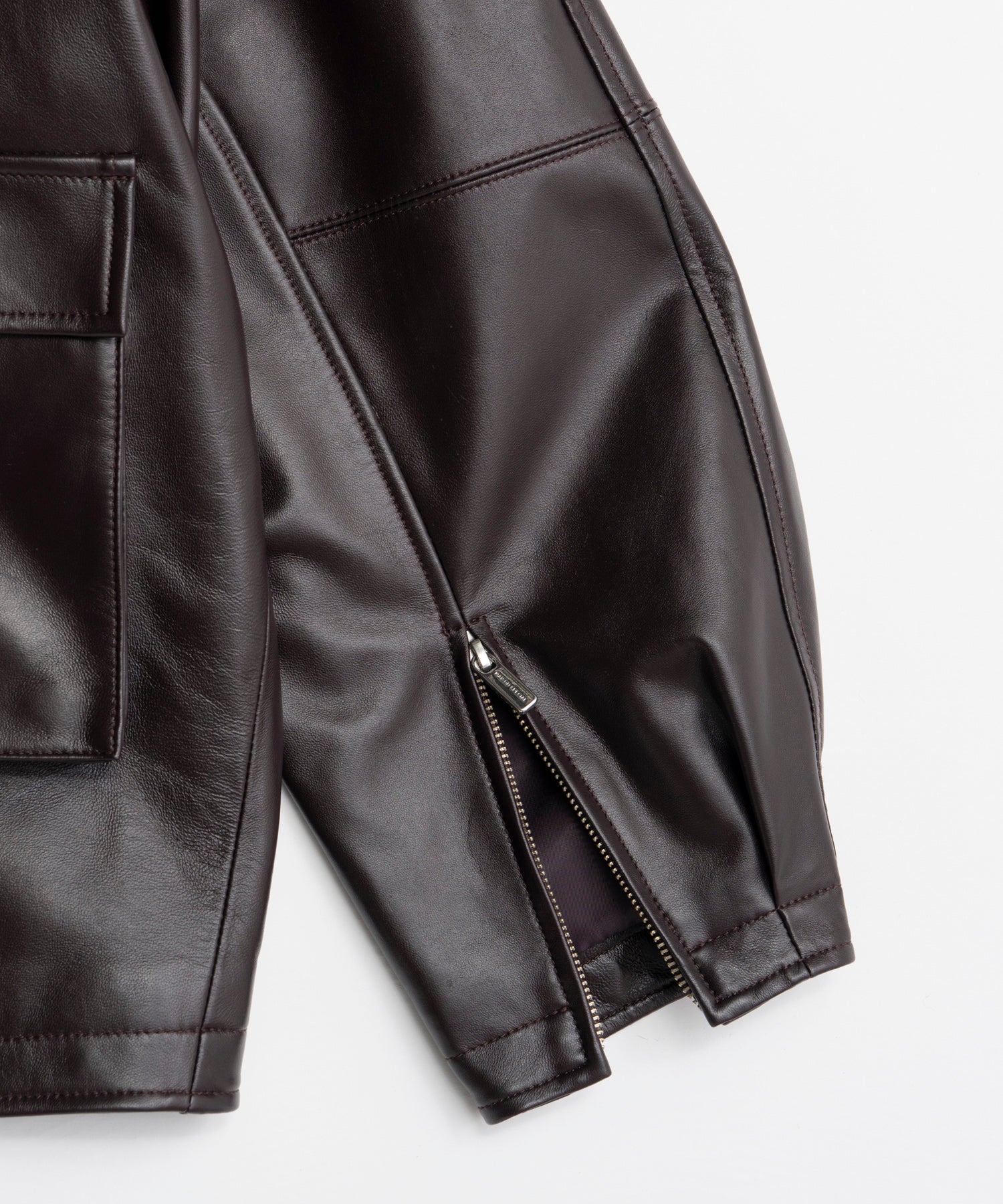 【26AUTUMN PRE-ORDER】Oversized Stand Collar Leather Blouson