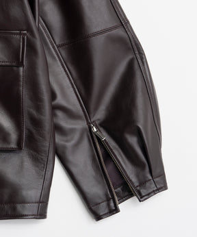 【26AUTUMN PRE-ORDER】Oversized Stand Collar Leather Blouson