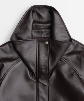 【26AUTUMN PRE-ORDER】Oversized Stand Collar Leather Blouson