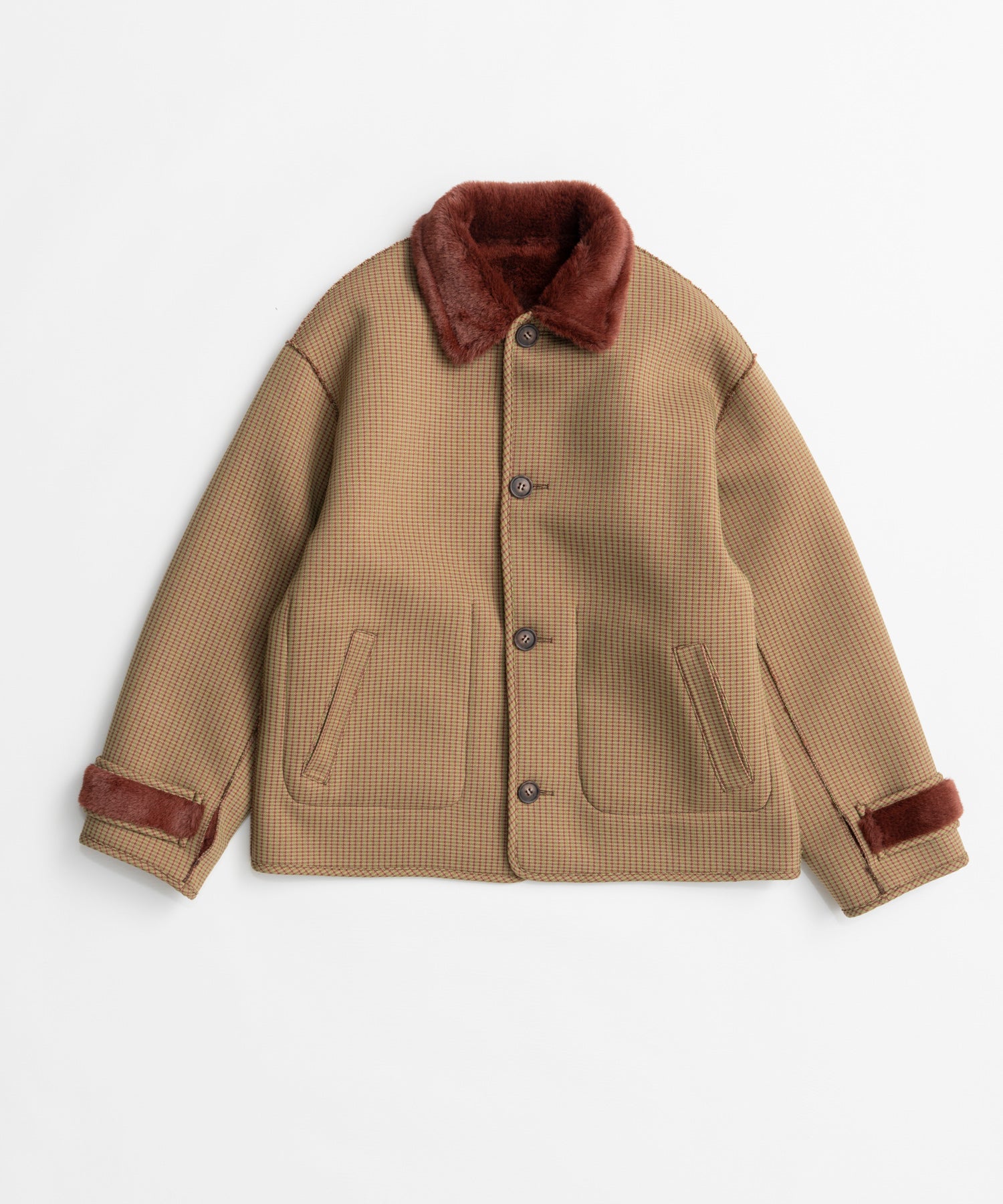 【26WINTER PRE-ORDER】Reversible Checked Boa Coat