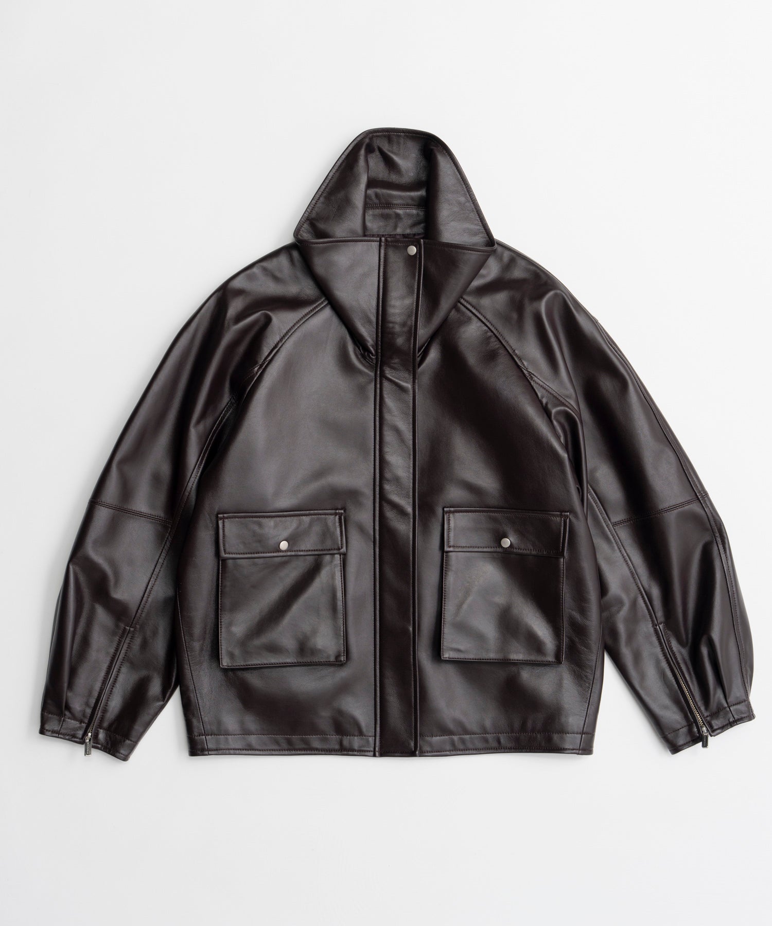 【26AUTUMN PRE-ORDER】Oversized Stand Collar Leather Blouson