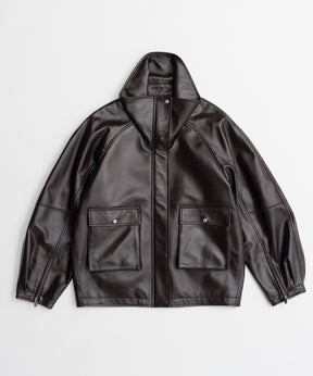 【26AUTUMN PRE-ORDER】Oversized Stand Collar Leather Blouson