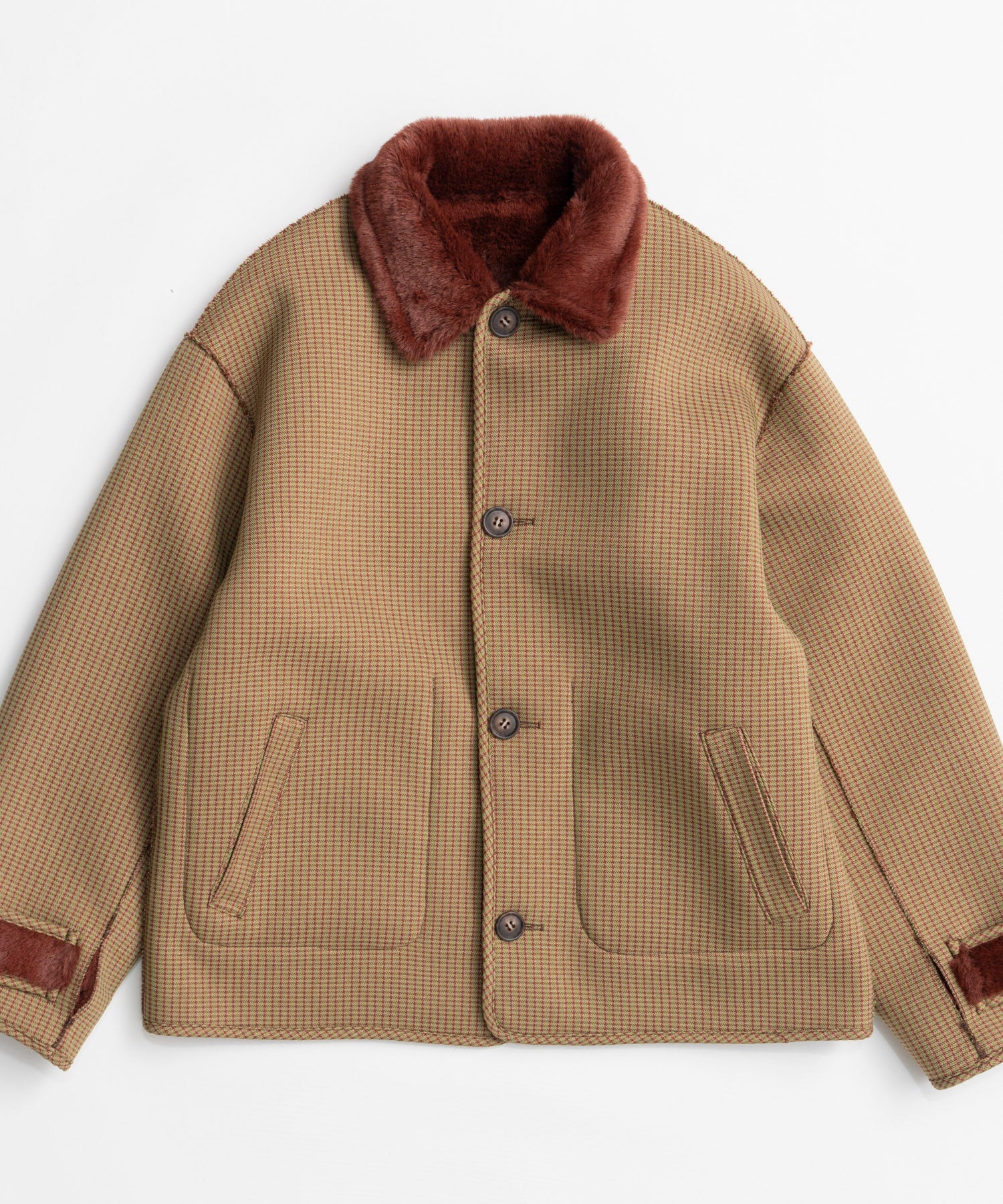 【26WINTER PRE-ORDER】Reversible Checked Boa Coat