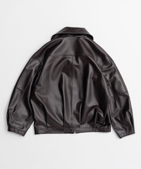 【26AUTUMN PRE-ORDER】Oversized Stand Collar Leather Blouson