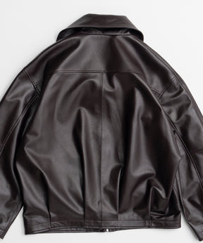 【26AUTUMN PRE-ORDER】Oversized Stand Collar Leather Blouson
