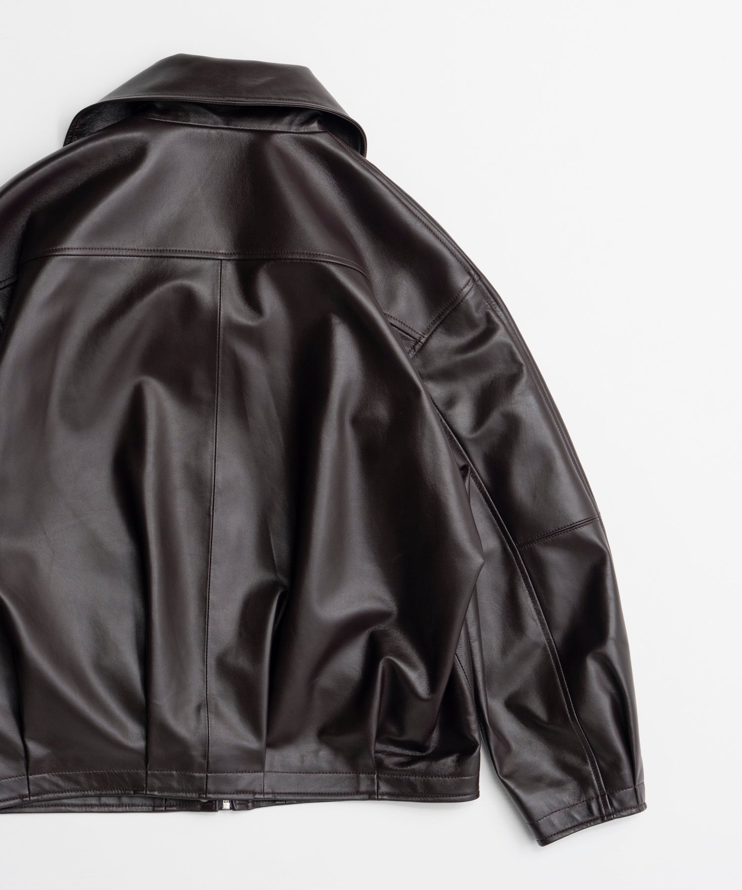 【26AUTUMN PRE-ORDER】Oversized Stand Collar Leather Blouson