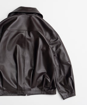 【26AUTUMN PRE-ORDER】Oversized Stand Collar Leather Blouson