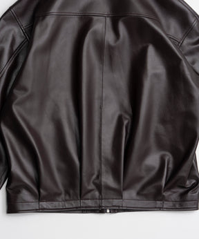 【26AUTUMN PRE-ORDER】Oversized Stand Collar Leather Blouson