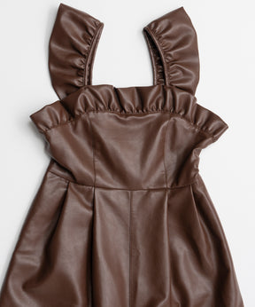 【26AUTUMN PRE-ORDER】Vegan Leather Frill Rompers